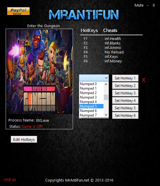 Enter the Gungeon: Трейнер/Trainer (+6) [2.1.3] {MrAntiFun}