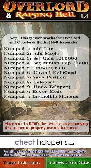 Overlord: Трейнер (+11) [1.4 - Steam Version] {CheatHappens}