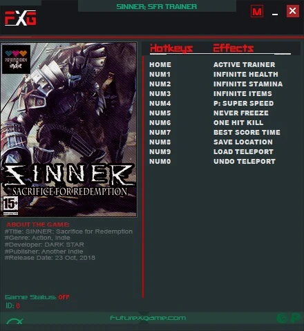 SINNER: Sacrifice for Redemption: Трейнер/Trainer (+8) [v1.0] {FutureX}