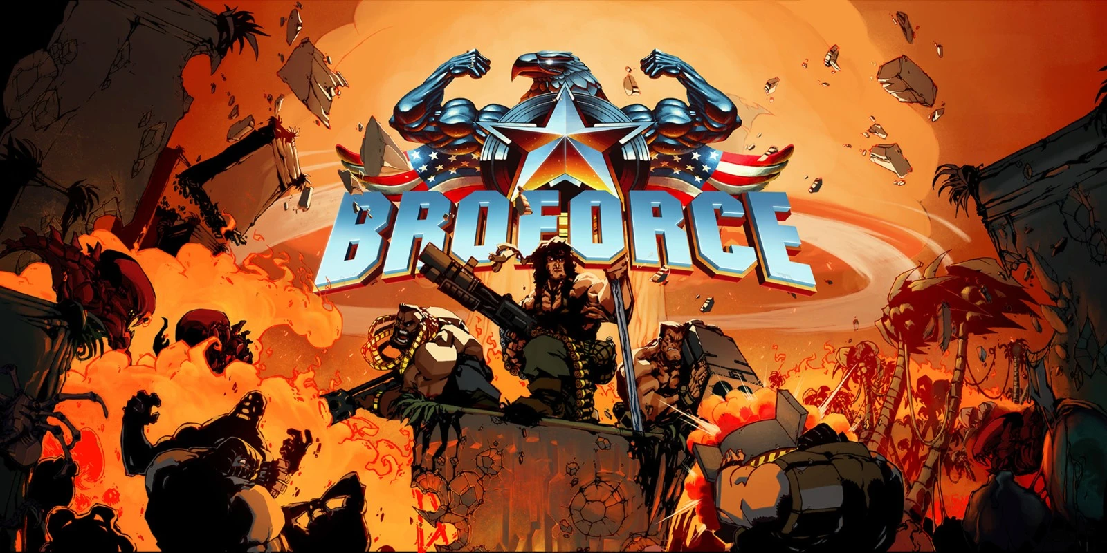 Братская сила! Broforce который отдаёт дань уважения фильмам боевикам 80 - 90х