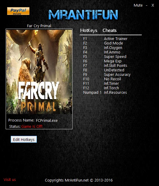 Far Cry: Primal: Трейнер/Trainer (+12) [1.3.3: Alternate "B" Version] {MrAntiFun}