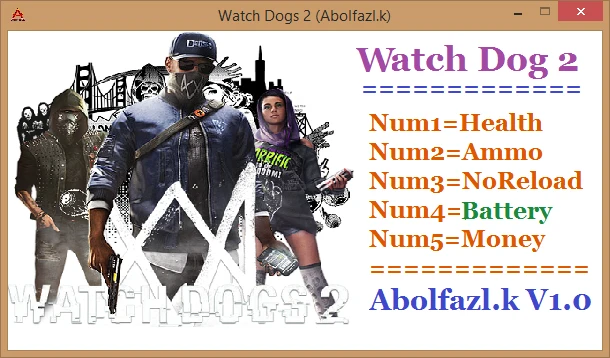 Watch_Dogs 2: Трейнер/Trainer (+5) [1.0: x64] {Abolfazl.k}