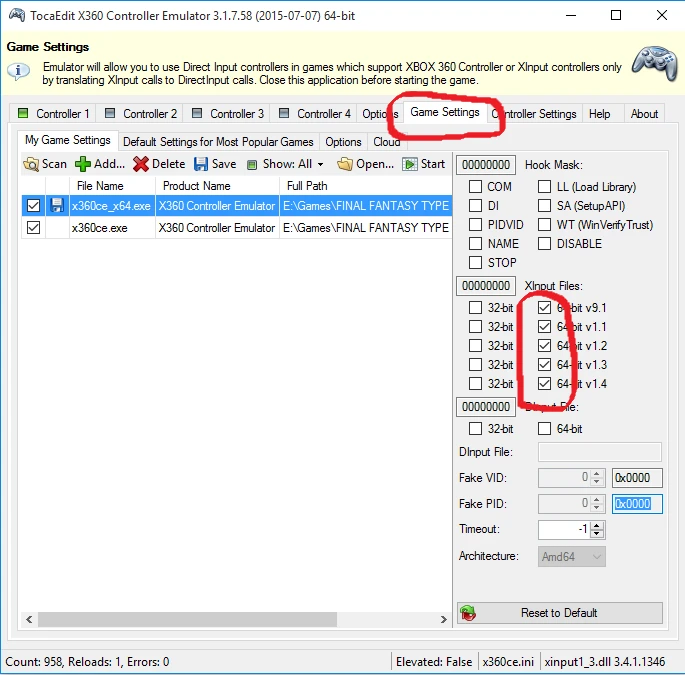 Final Fantasy Type-0&#8482; HD "Эмулятор геймпада x360ce"