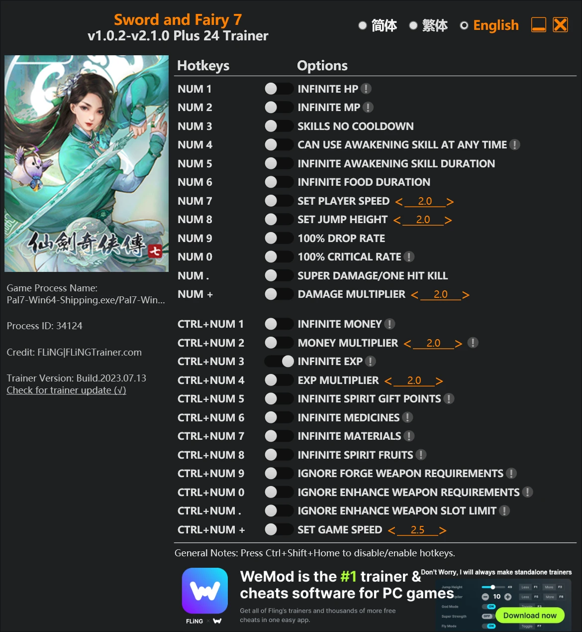 Sword and Fairy 7 "Трейнер +24" [1.0.2 - 2.1.0] {FLiNG}