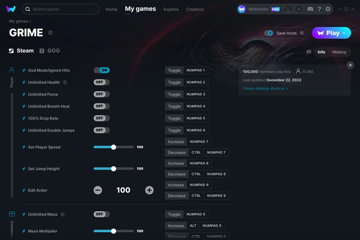 GRIME "Трейнер +17" [UPD: 22.12.2022] {FLiNG / WeMod}