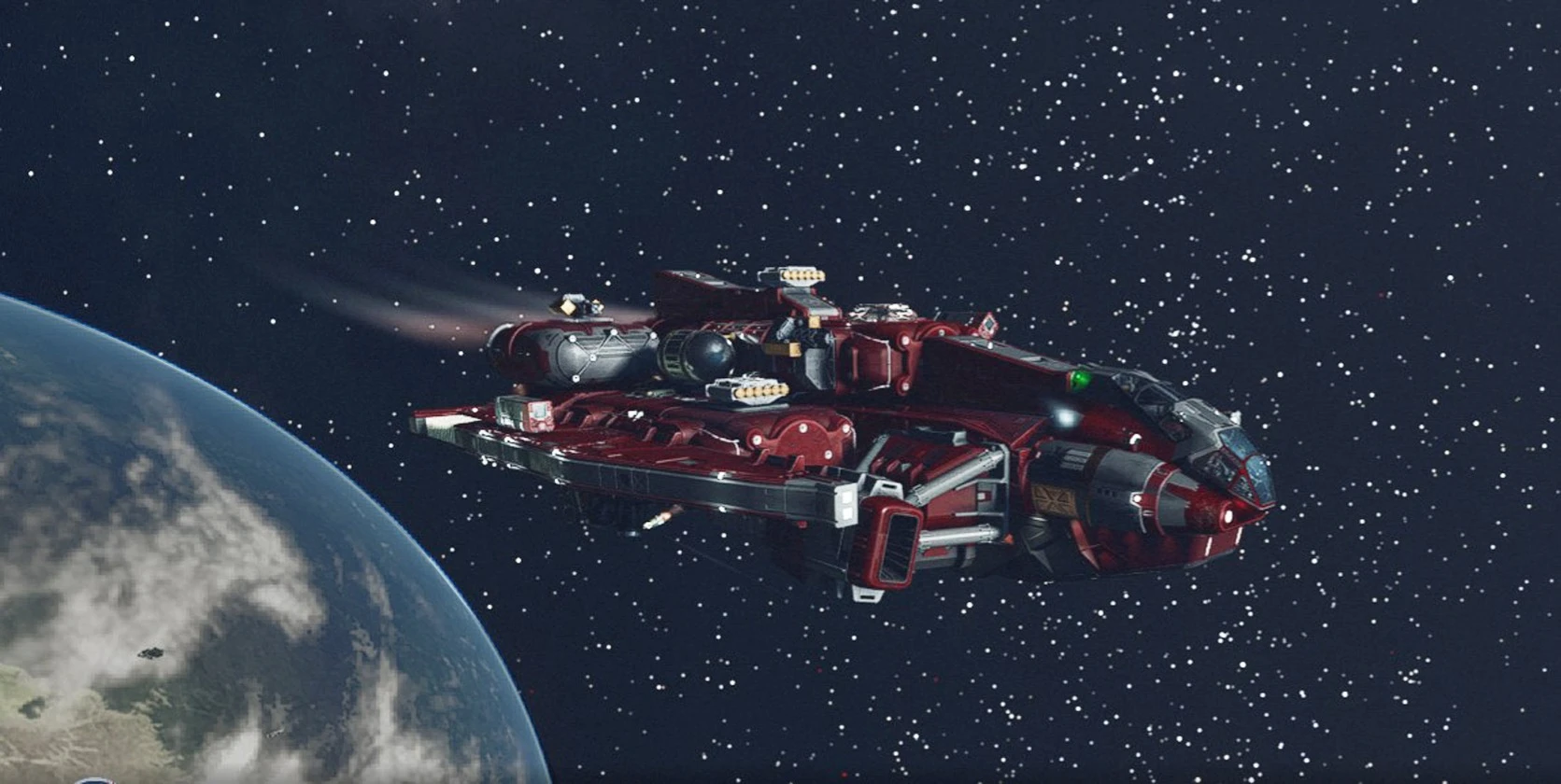 Starfield "Сохранение - Начало игры, пять построенных кораблей и свой склад на стартовой площадке"