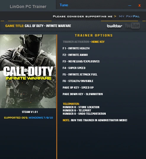 Call of Duty: Infinite Warfare: Трейнер/Trainer (+10) [1.01] {LinGon}