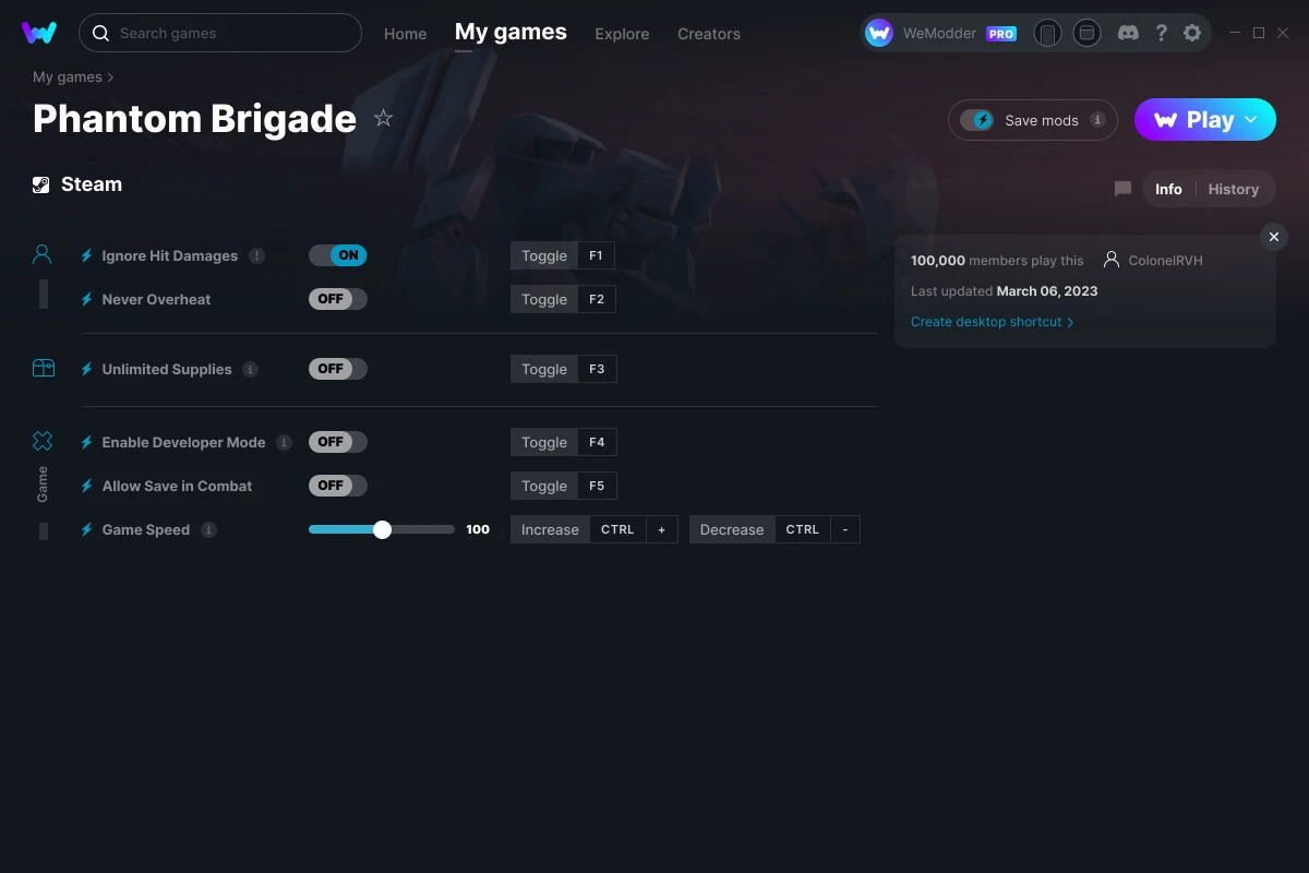 Phantom Brigade "Трейнер +5" [UPD: 06.03.2023] {ColonelRVH / WeMod}