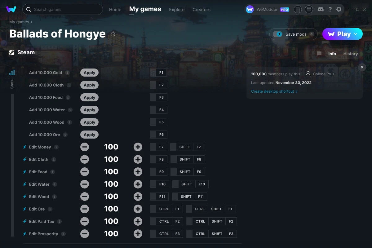 Ballads of Hongye "Трейнер +15" [UPD: 30.11.2022] {ColonelRVH / WeMod}