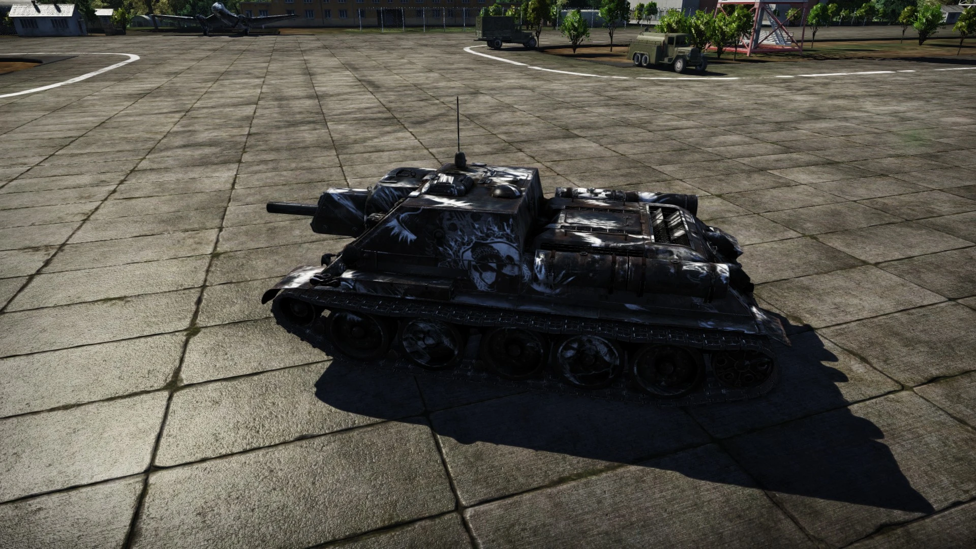 War Thunder "Камуфляж для СУ-122(Рогатый череп на черном фоне)"