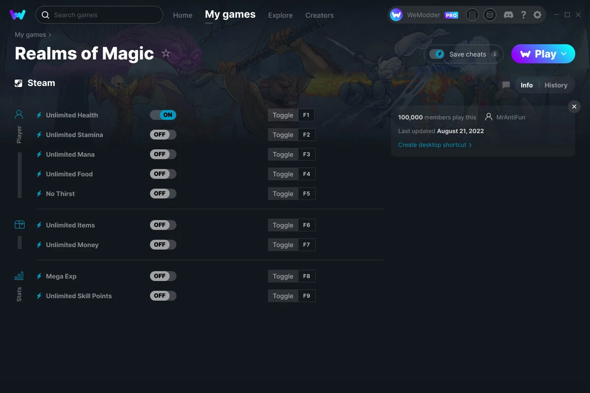 Realms of Magic "Трейнер +9" [UPD: 22.08.2022] {MrAntiFun / WeMod}