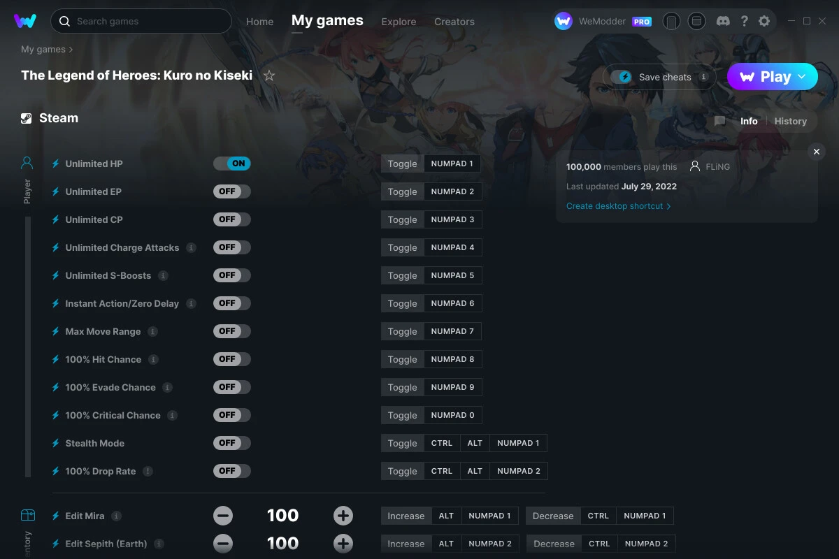 The Legends of Heroes: Kuro no Kiseki "Трейнер +51" [1.0] {FLiNG / WeMod}