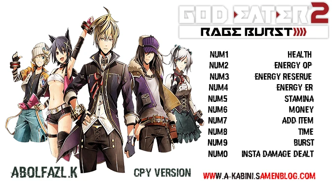 GOD EATER 2 Rage Burst: Трейнер/Trainer (+10) [1.0] {Abolfazl.k}