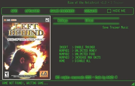Left Behind - Rise of the Antichrist: Трейнер (+3) [1.0] {h4x0r}