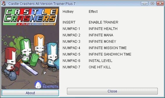 Castle Crashers: Трейнер/Trainer (+7) [All Versions] {GRIZZLY/PlayGround.ru}