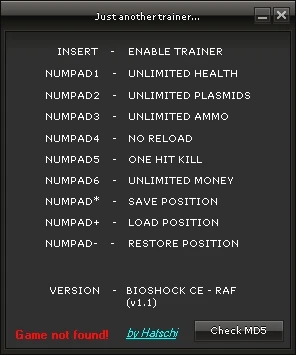 BioShock: Трейнер/Trainer (+7) [1.1: CE] {HoG/Hatschi}