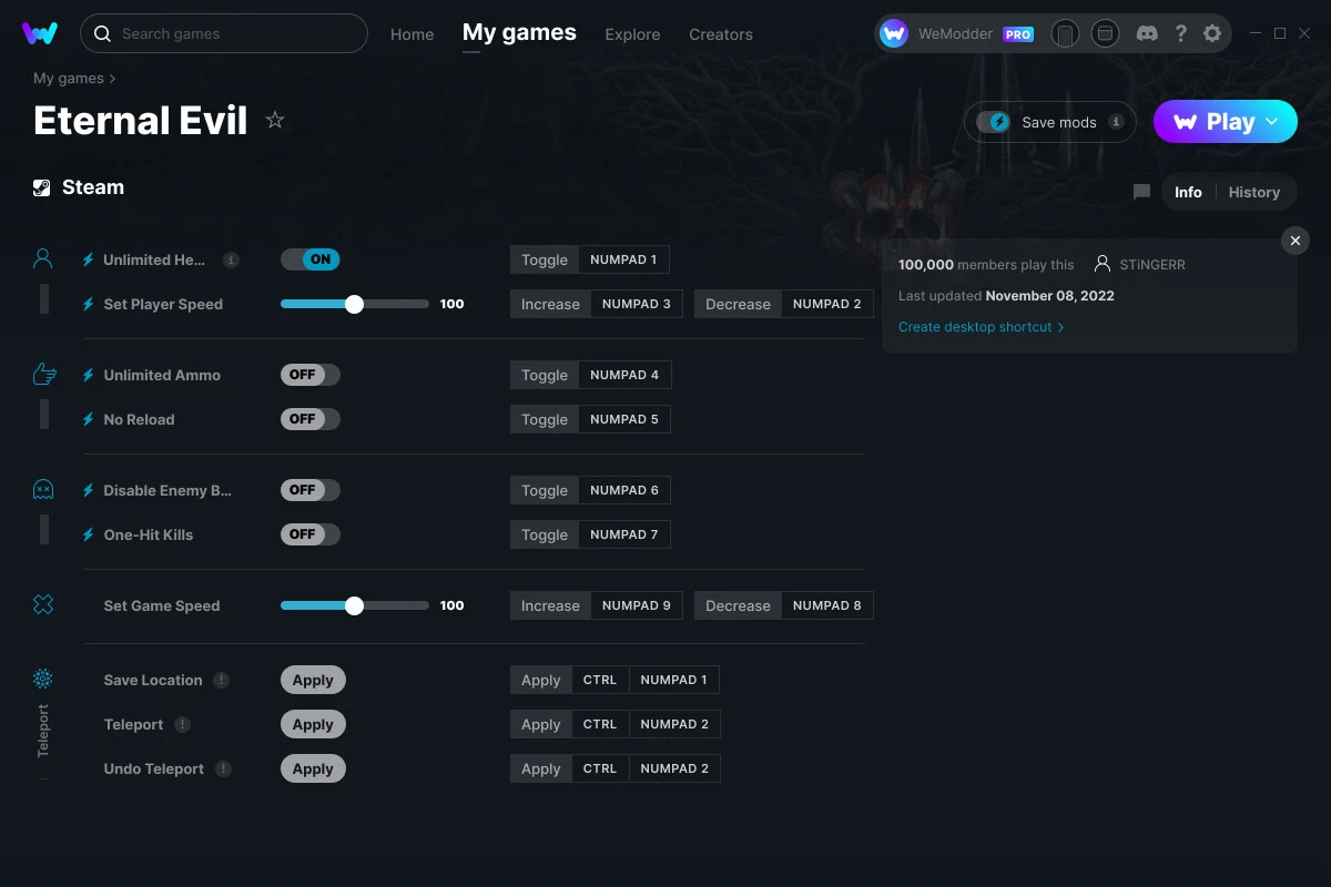 Eternal Evil "Трейнер +10" [UPD: 08.11.2022] {STiNGERR / WeMod}