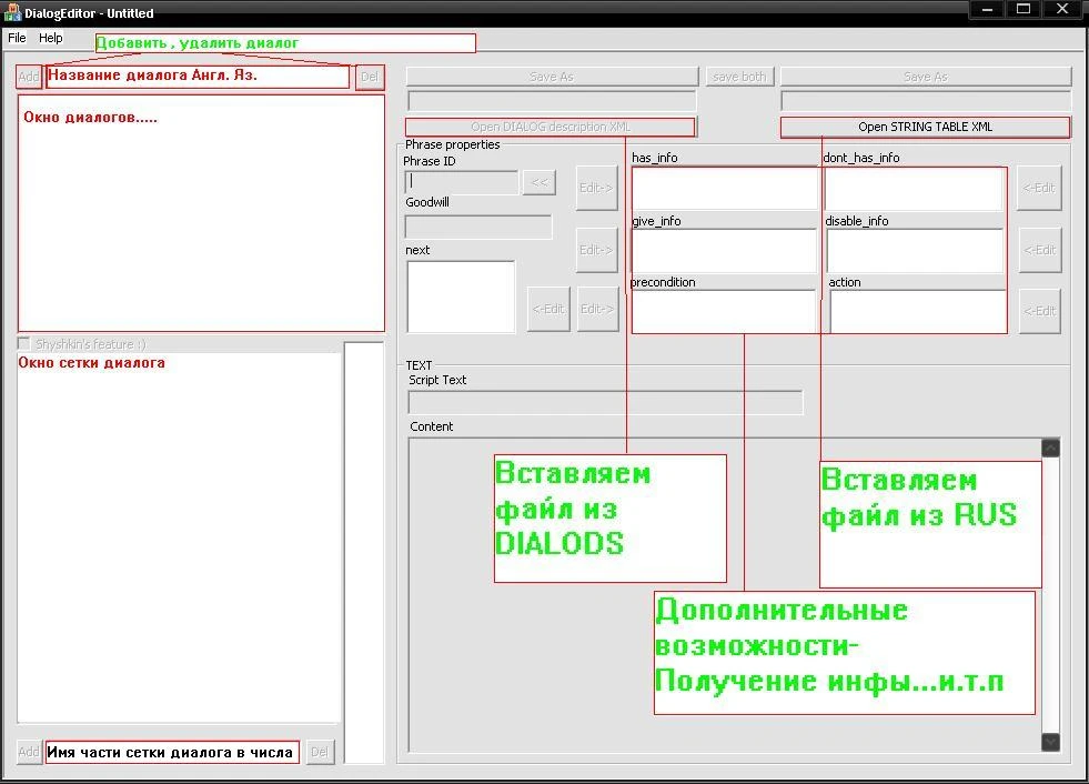 S.T.A.L.K.E.R. Чистое Небо "Редактор диалога"