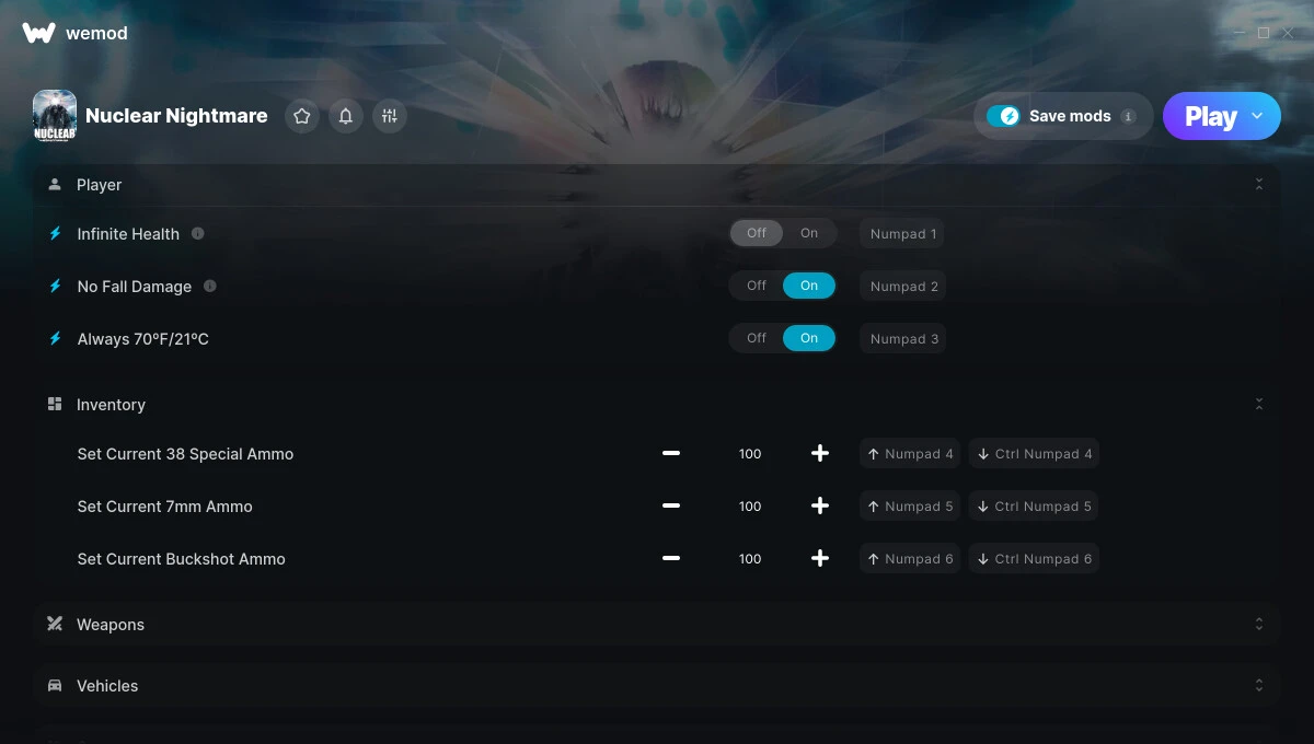 Nuclear Nightmare "Трейнер +20 от WeMod: Редактор игрока, опужия, предметов"