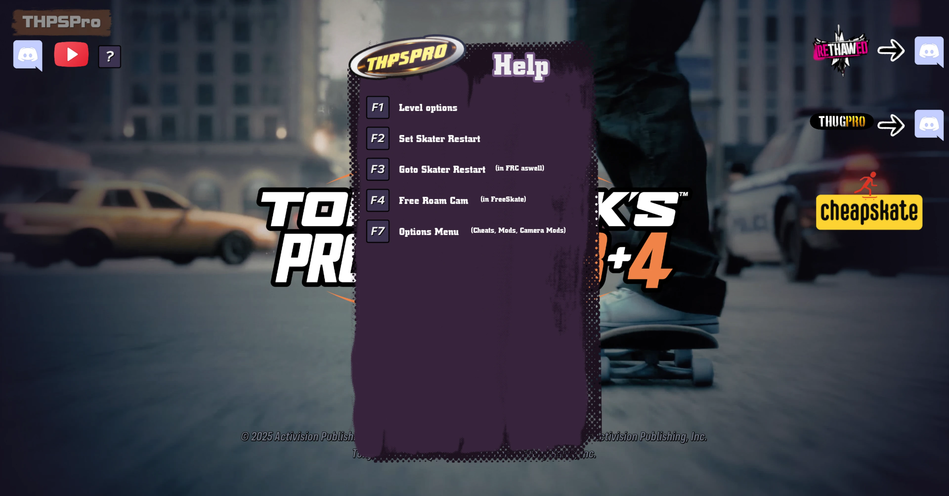Tony Hawk's Pro Skater 3+4 "THPSPro - рестарты, свободная камера и другие улучшения"