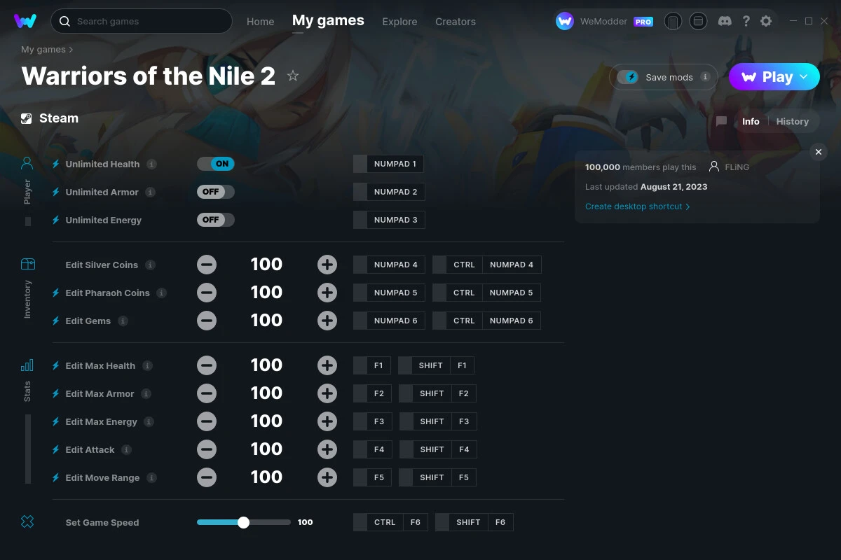 Warriors of the Nile 2 "Трейнер +12" [UPD: 21.08.2023] {FLiNG / WeMod}