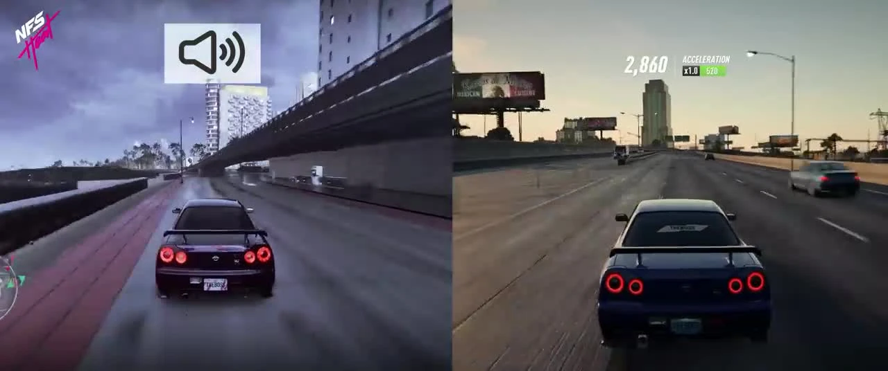 NFS Heat VS NFS Payback / проезд по карте, сравнение звука /