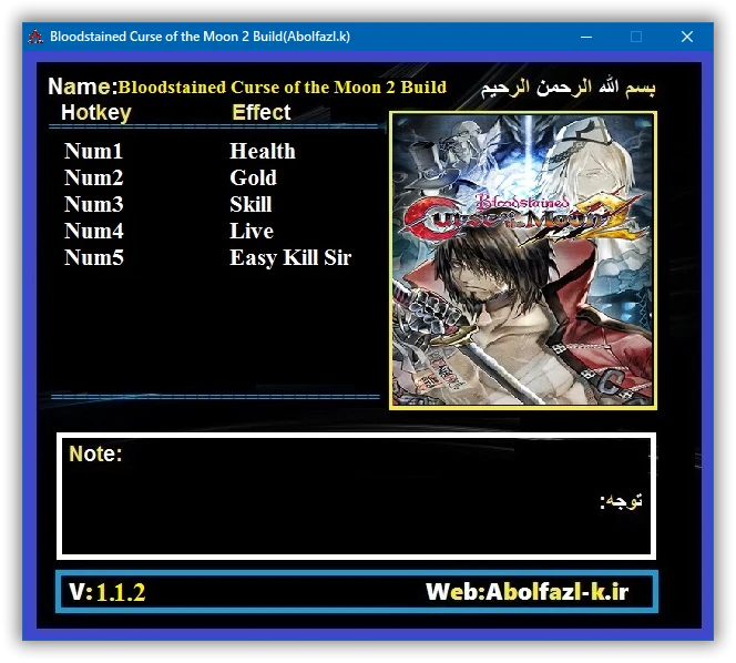 Bloodstained: Curse of the Moon 2: Трейнер/Trainer (+5) [1.1.2] {Abolfazl.k}