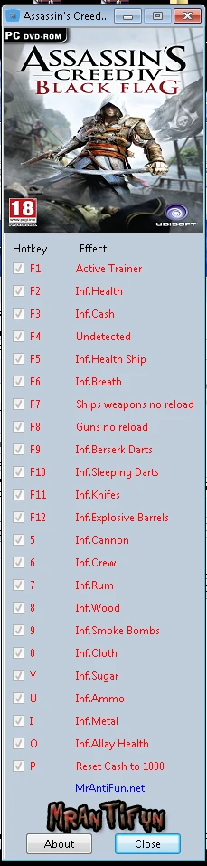 Assassin's Creed 4 ~ Black Flag: Трейнер/Trainer (+22) [1.02] {MrAntiFun}