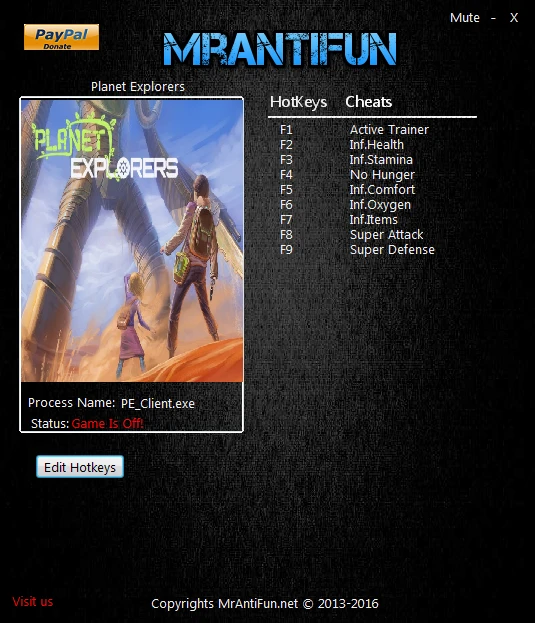 Planet Explorers: Трейнер/Trainer (+8) [0.95 64 bit] {MrAntiFun}