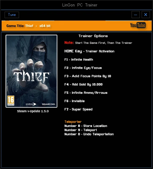Thief (2014): Трейнер/Trainer (+9) [1.0.5: 64 Bit] {LinGon}