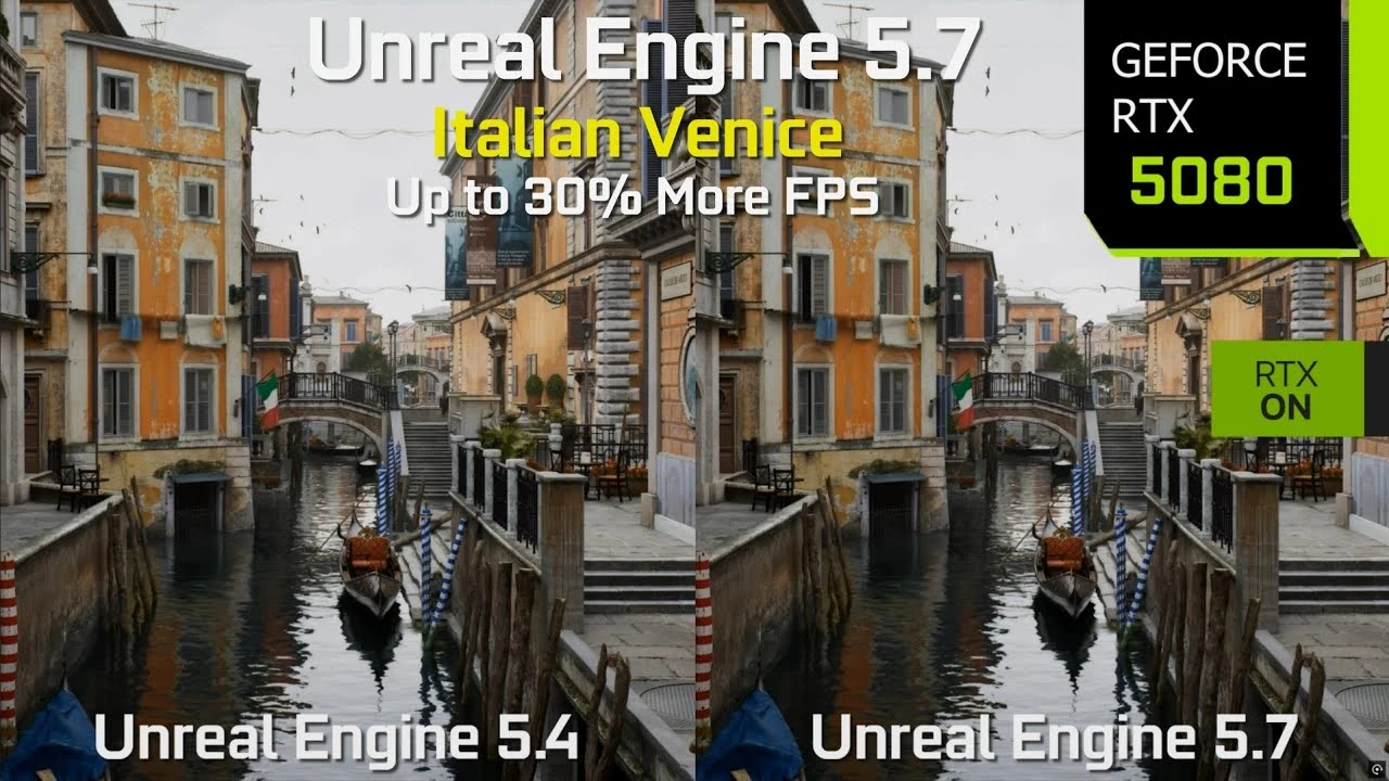 Unreal Engine 5.7 демонстрирует значительное повышение производительности по сравнению с версией 5.4