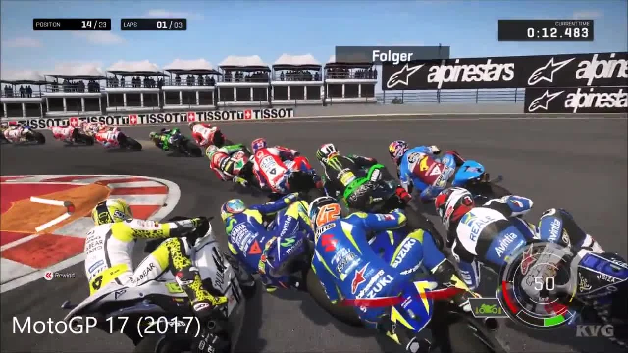 MotoGP 13 vs MotoGP 14 vs MotoGP 15 vs Valentino Rossi: The Game vs MotoGP 17 - Сравнение геймплея