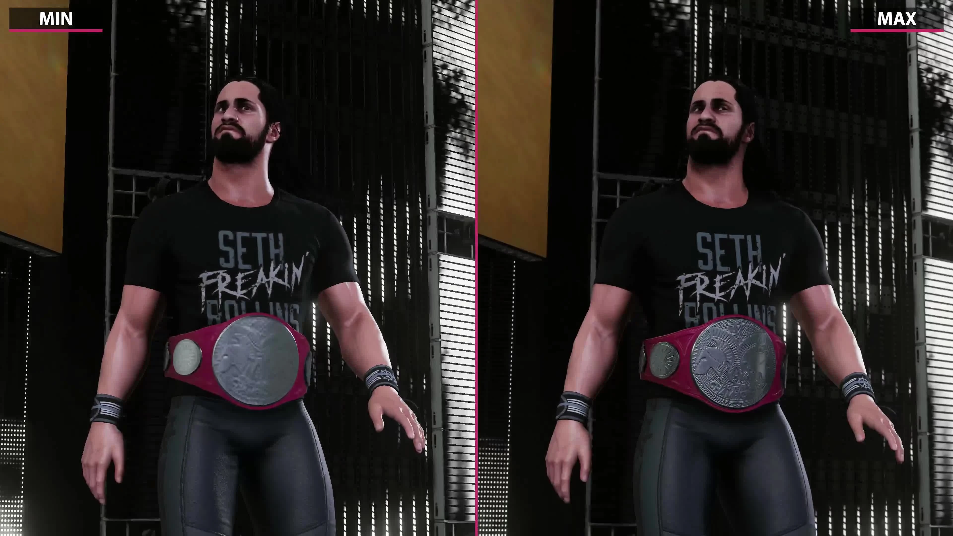 Сравнение графики - WWE 2K18 - PC Min vs. Max 4K (Candyland)