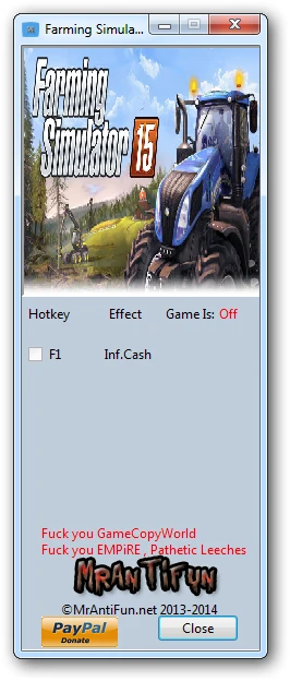 Farming Simulator 15: Трейнер/Trainer (+1: Деньги / Money) [1.1.0.0 64 bit] {MrAntiFun}