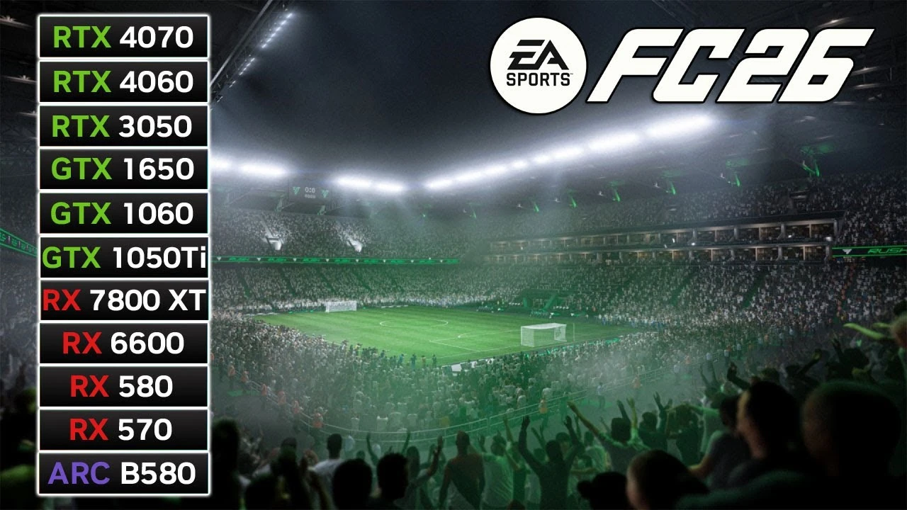 Как работает EA Sports FC 26 на разных видеокартах: от GTX 1050 Ti до RX 7800 XT