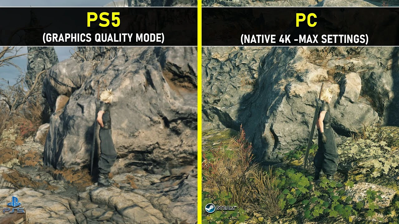 Final Fantasy VII Rebirth - сравнение графики на PS5 и ПК на высоких настройках