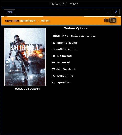 Battlefield 4: Трейнер/Trainer (+7) [Update 04.06.2014: 64 Bit] {LinGon}
