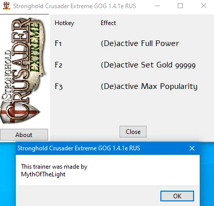 Stronghold Crusader Extreme: Трейнер/Trainer (+3) [1.4.1e издание GOG] {MythOfTheLight}