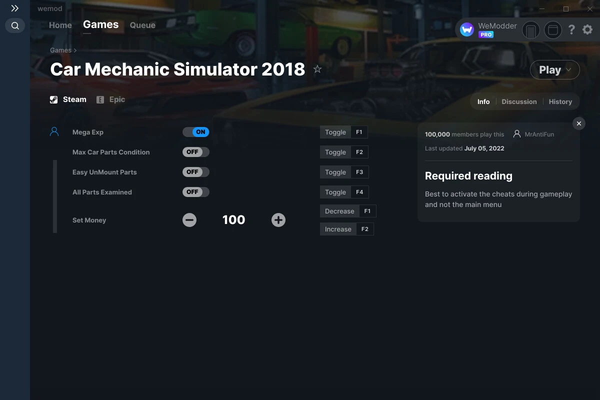 Car Mechanic Simulator 2018 "Трейнер +5" [UPD: 05.07.2022] {MrAntiFun / WeMod}