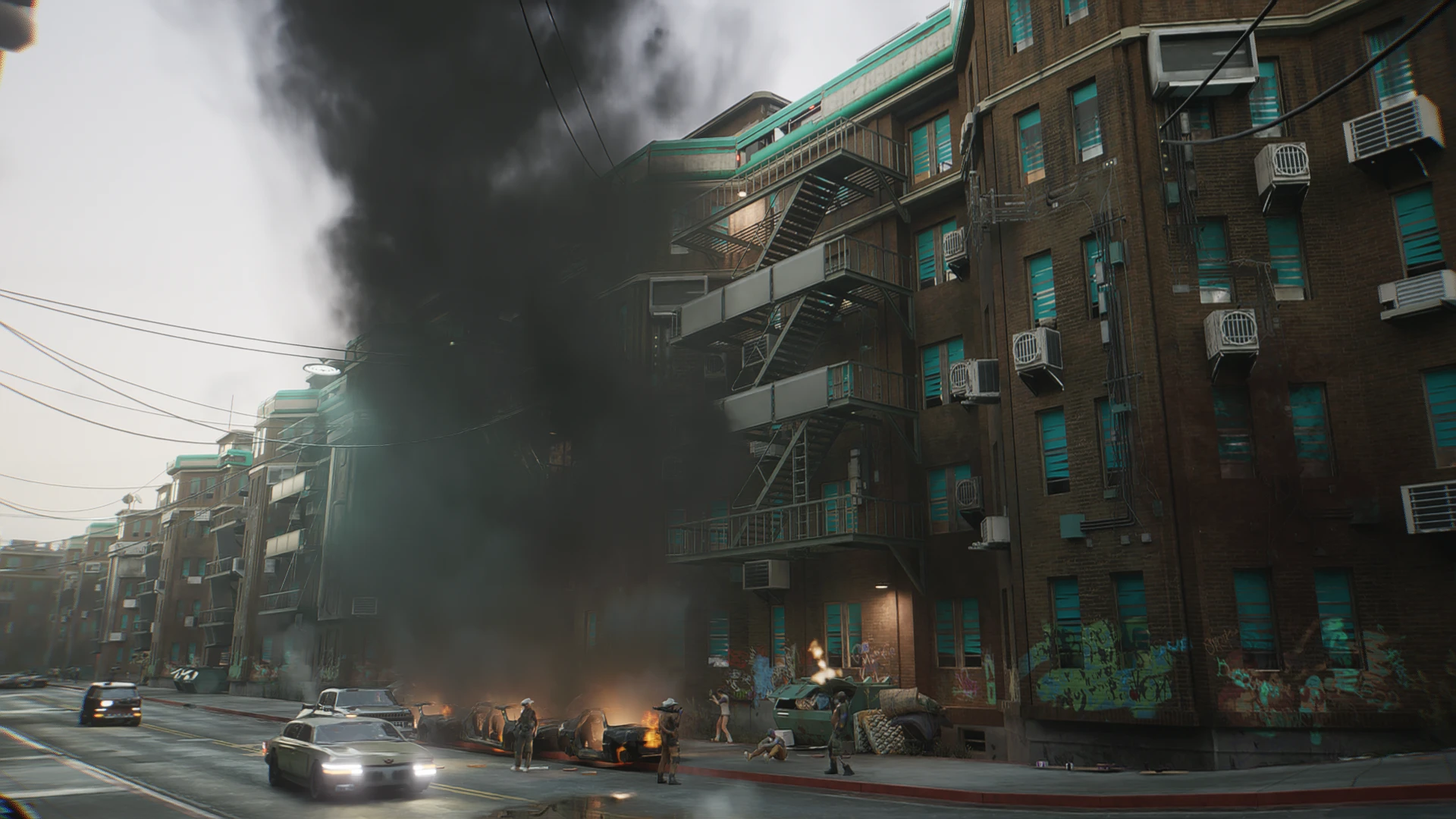 Cyberpunk 2077 "Визуальные эффекты дыма от взорвавшихся машин"