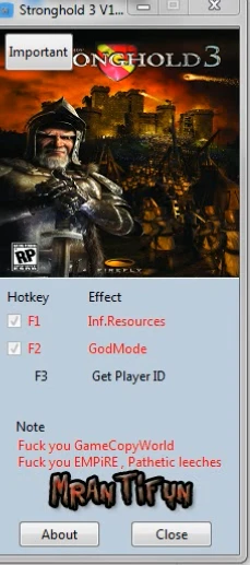 Stronghold 3: Трейнер/Trainer (+2) [1.10.27781] {MrAntiFun}