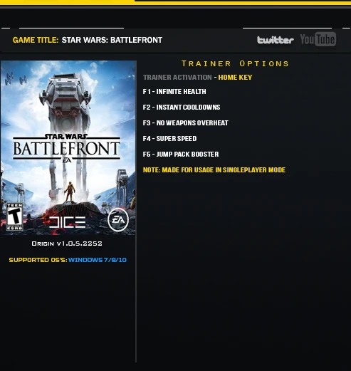 Star Wars: Battlefront (2015): Трейнер/Trainer (+5) [1.0.5.2252] {LinGon}