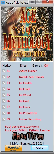 Age of Mythology ~ Extended Edition: Трейнер/Trainer (+8) [1.10.3104] {MrAntiFun}