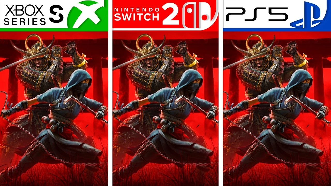 Графическое сравнение Assassin's Creed Shadows между Switch 2, PS5 и Xbox Series