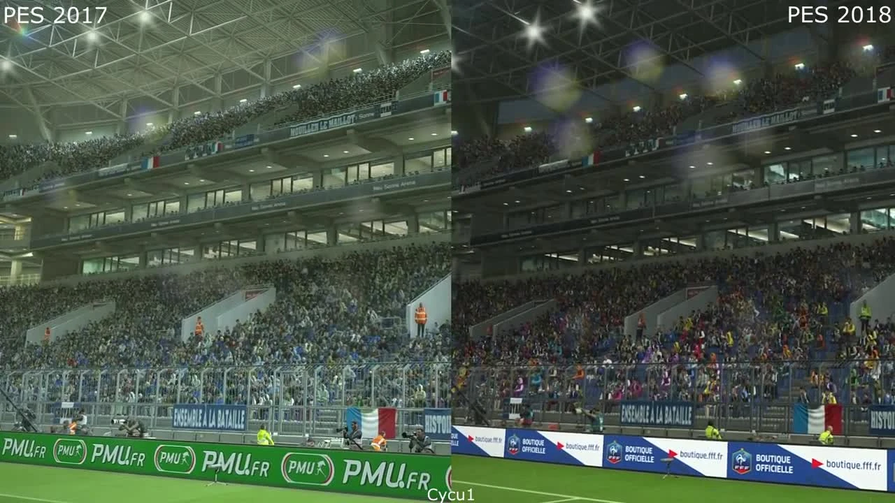 Сравнение графики PES 2017 vs PES 2018 PS4 Pro