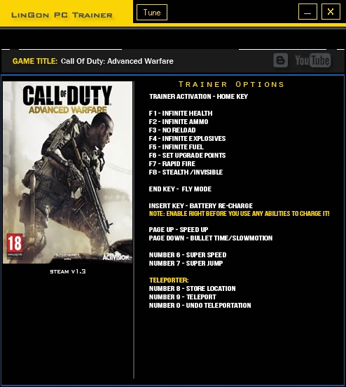 Call of Duty ~ Advanced Warfare: Трейнер/Trainer (+16) [1.3] {LinGon}