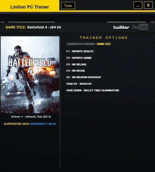 Battlefield 4: Трейнер/Trainer (+7) [Update Feb 2016: x64] {LinGon}