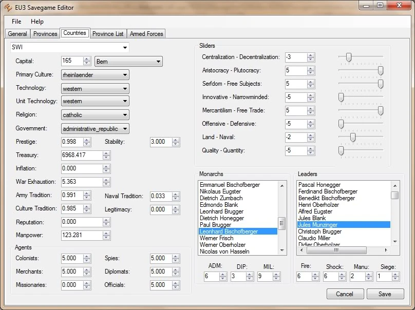 Europa Universalis 3: Редактор сохранений [4.051]