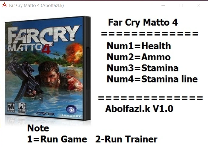 Far Cry: Matto 4: Трейнер/Trainer (+4) [v1.0] {Abolfazl.k}