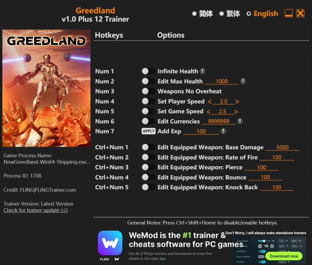 Greedland "Трейнер +12 от FLiNG: Здоровье, оружие, деньги, опыт"